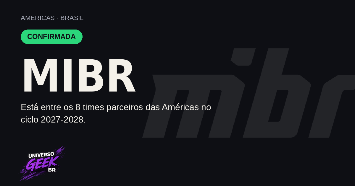 MIBR confirmada entre os times parceiros das Américas no VCT 2027-2028